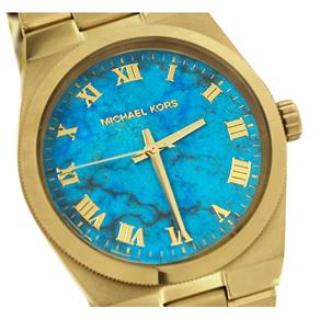 Relógio Michael Kors Mk5894 Channing Turquoise Dial Women`S Gold Steel Watch