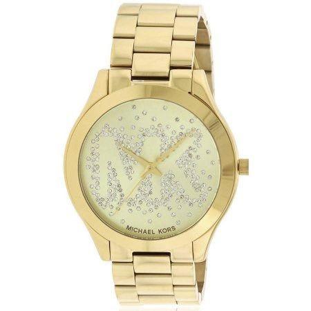 Relógio Michael Kors Mk3590 Slim Runway Dourado Logo