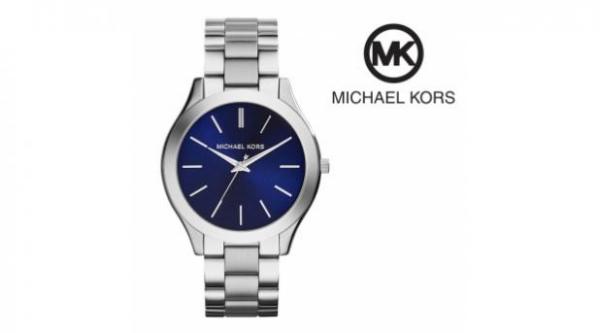 Relógio Michael Kors Mk3379 Slim Prata Dial Azul
