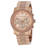 Relógio Michael Kors Runway Chronograph Rose Gold Glitz Feminino MK5827