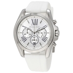Relógio Michael Kors Unissex 43mm Bradshaw Chronograph Watch w/ Silicone Strap Branco