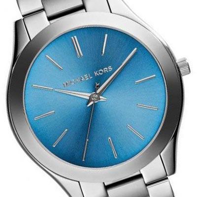 Relógio Michael Kros Mk3292 Slim Prata Azul - Michael Kors