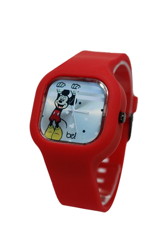 Relógio Mickey Bewatchoficial Pulseira de Silicone Vermelho