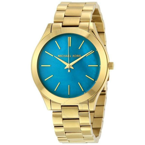 Relógio Miichael Kors Original Mk3492 Slim Feminino Dourado e Azul