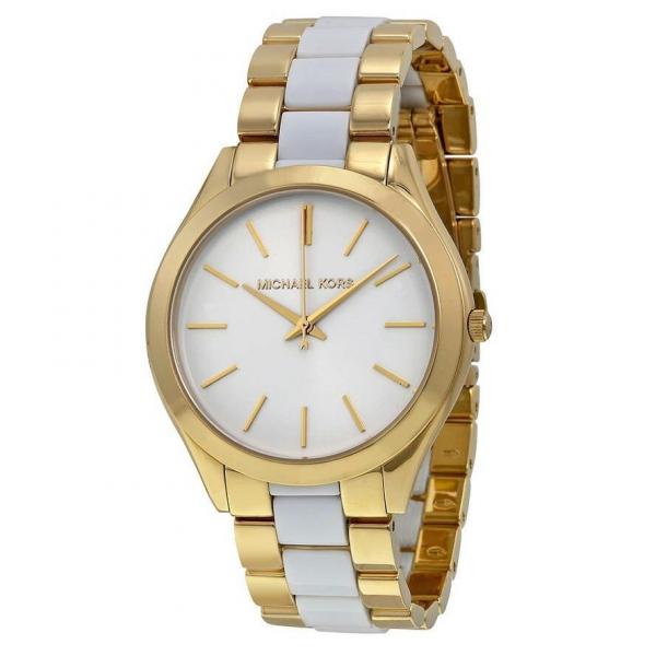 Relógio Miichael Kors Original Mk4295 Slim Feminino Dourado e Branco