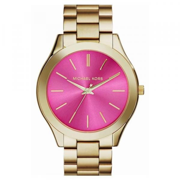 Relógio Miichael Kors Original Mk3264 Slim Feminino Dourado e Pink