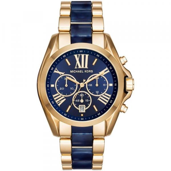 Relógio Michael Kors Original Mk6268 Bradshaw Feminino Dourado e Azul