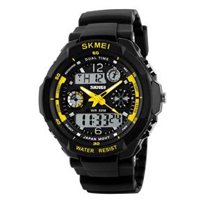 Relógio Militar Esportivo Skmei Orig Prova D`agua Anti Shock Amarelo