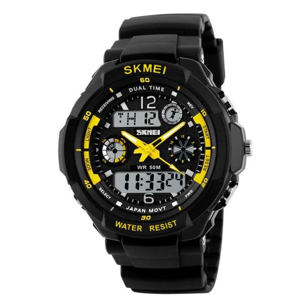 Relógio Militar Esportivo Skmei Orig Prova Dagua Anti Shock Amarelo