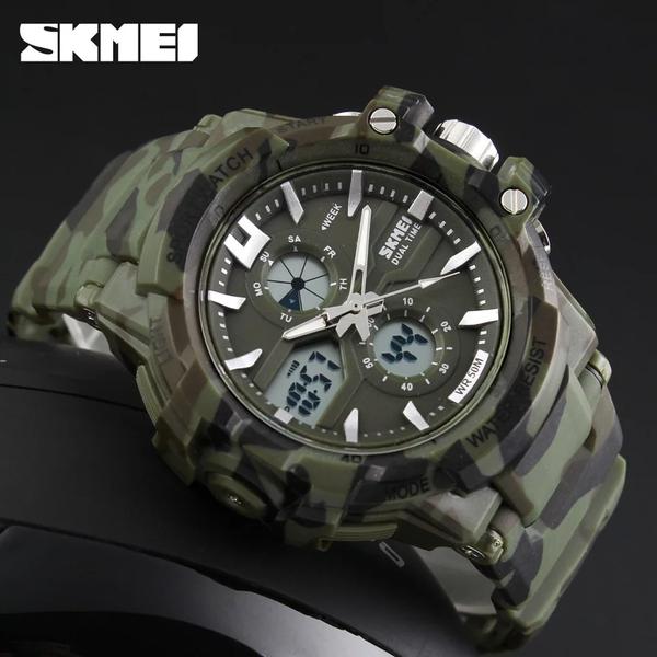 Relogio Militar SKMEI 0990 Camuflado Anadigi Esportivo