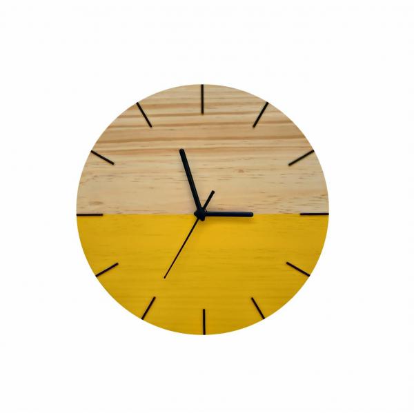 Relógio Minimalista em Madeira Amarelo - Edward Clock