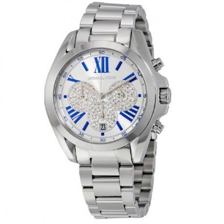 Relogio Mk6320 Prata Detalhes Azuis Cristais Algarismo Romano - Mk6230 - Michael Kors