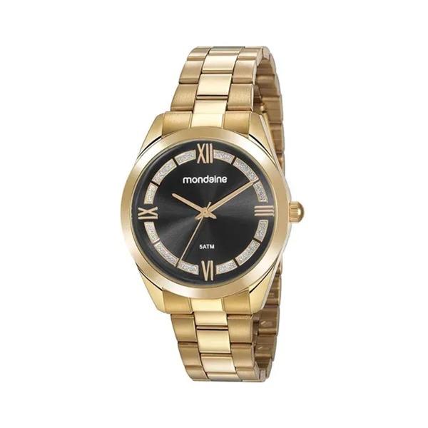 Relógio Mondaine Caixa e Pulseira em Metal Dourado