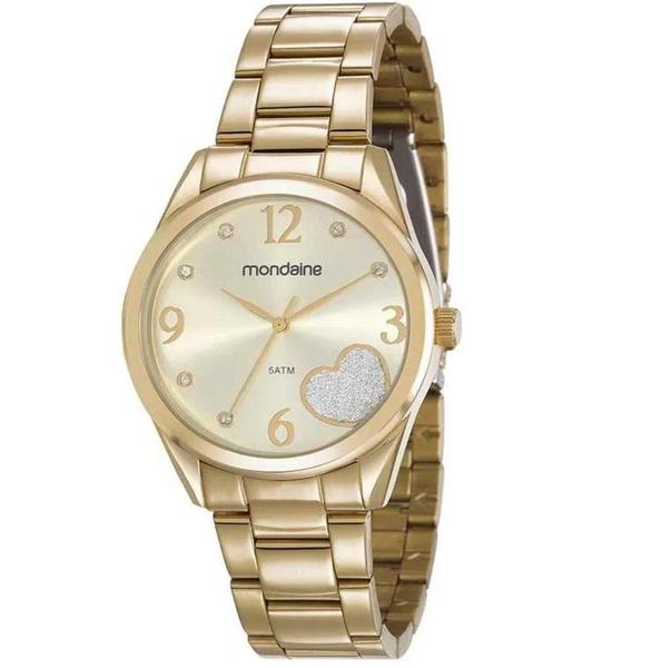 Relógio Mondaine Dourado Coração Glitter 83433lpmvde1