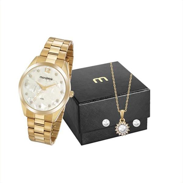 Relógio Mondaine Feminino 53916LPMGDE1K1 com um Cordão e um Par de Brincos