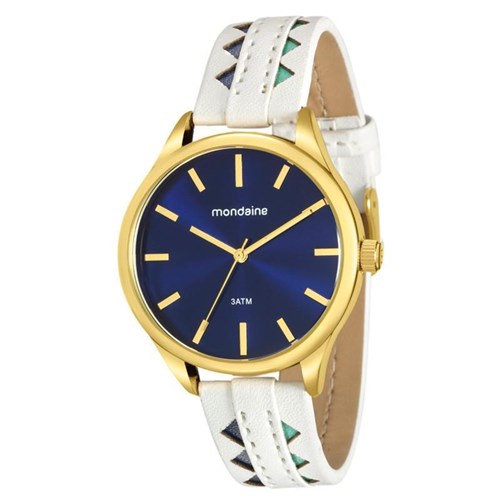 Relógio Mondaine Feminino com Couro Branco Azul e Verde - 76670Lpmvdh3