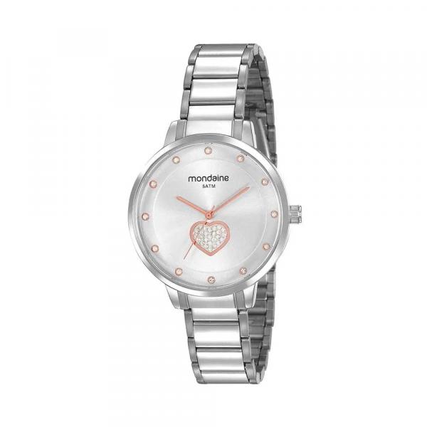 Relógio Mondaine Feminino Coração Cristais Prata 53863Lomvne2