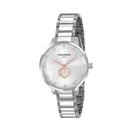 Relógio Mondaine Feminino Coração Cristais Prata 53863Lomvne2