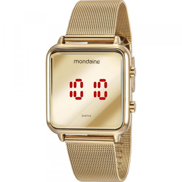 Relógio Mondaine Feminino Dourado 32008MPMVDE1 Digital 3 Atm Cristal Mineral Tamanho Médio
