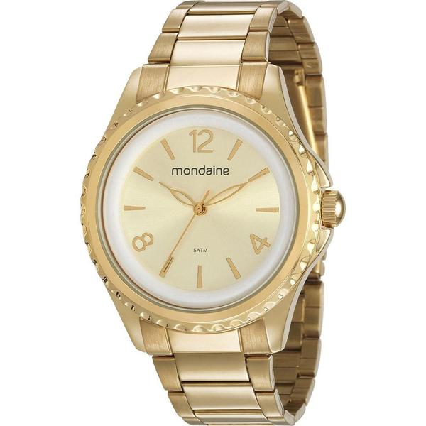 Relógio Mondaine Feminino Dourado 53600LPMVDE2 Analógico 5 Atm Cristal Mineral Tamanho Grande