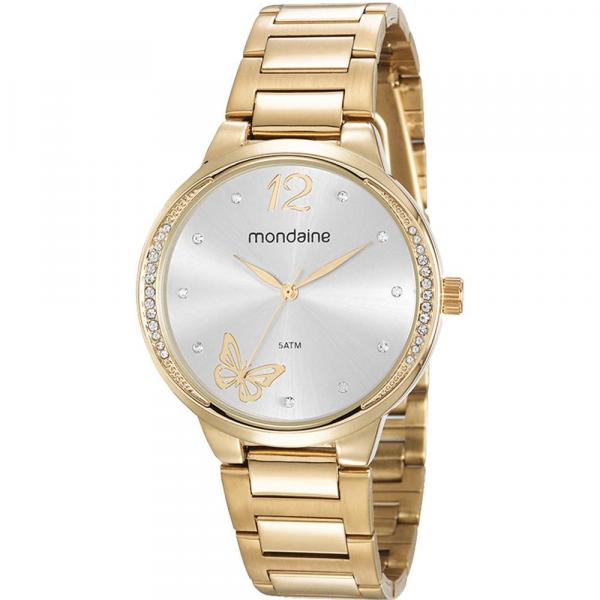 Relógio Mondaine Feminino Dourado 53758LPMVDE1 Analógico 5 Atm Cristal Mineral Tamanho Grande