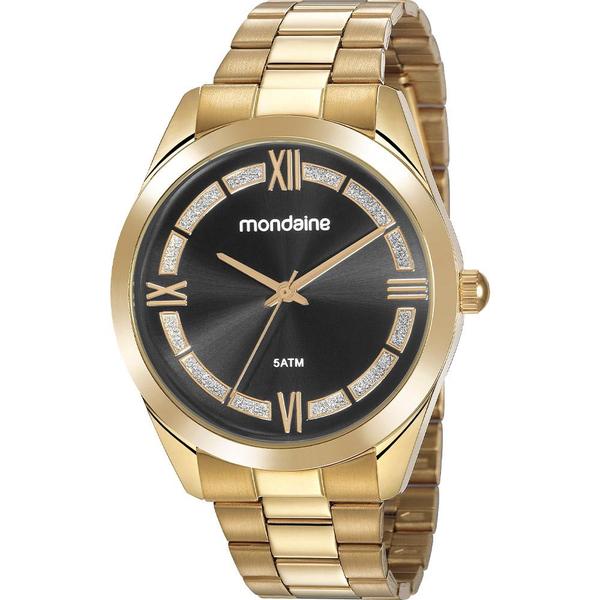 Relógio Mondaine Feminino Dourado 53816LPMVDE3 Analógico 5 Atm Cristal Mineral Tamanho Grande