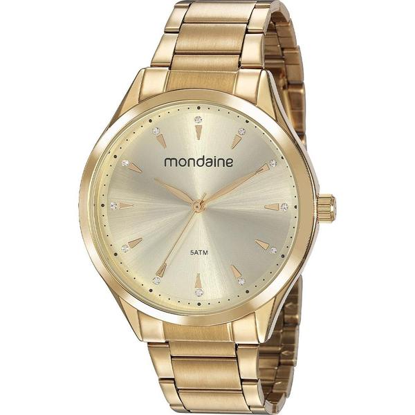 Relógio Mondaine Feminino Dourado 53817LPMVDE1 Analógico 5 Atm Cristal Mineral Tamanho Grande