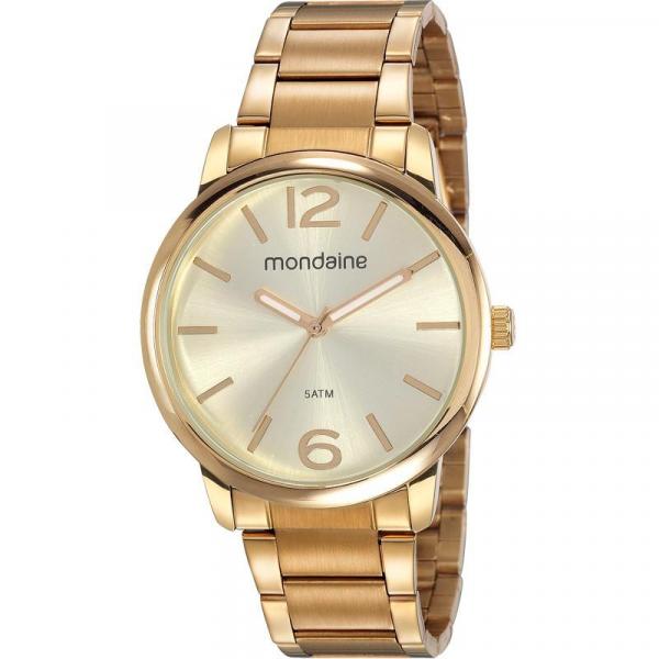 Relógio Mondaine Feminino Dourado 53819LPMVDE1 Analógico 5 Atm Cristal Mineral Tamanho Grande