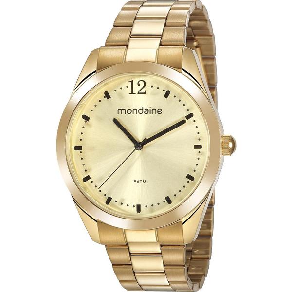 Relógio Mondaine Feminino Dourado 53812LPMVDE2 Analógico 5 Atm Cristal Mineral Tamanho Grande