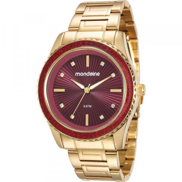 Relógio Mondaine Feminino Dourado 76568LPMVDE4 Analógico 5 Atm Cristal Mineral Tamanho Grande