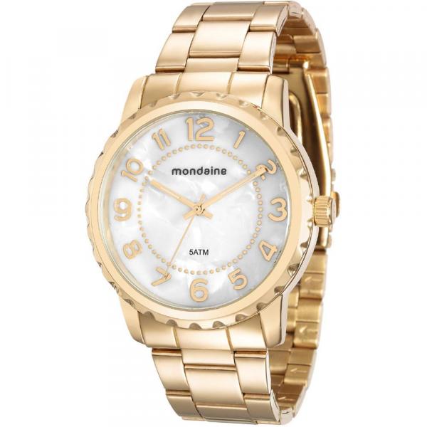 Relógio Mondaine Feminino Dourado 76653LPMVDE1 Analógico 5 Atm Cristal Mineral Tamanho Grande