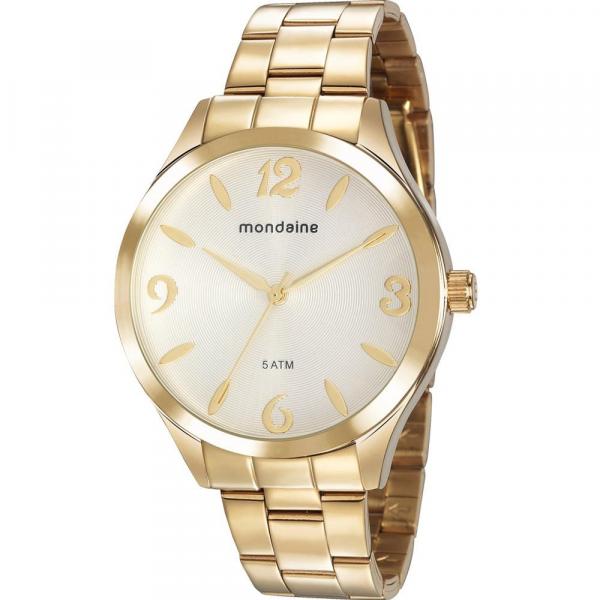 Relógio Mondaine Feminino Dourado 76728LPMVDE3 Analógico 5 Atm Cristal Mineral Tamanho Grande