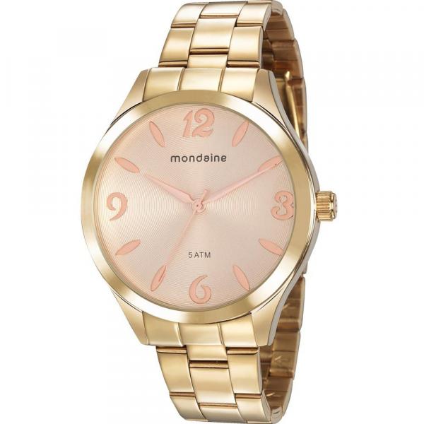 Relógio Mondaine Feminino Dourado 76728LPMVDE1 Analógico 5 Atm Cristal Mineral Tamanho Grande