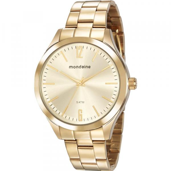 Relógio Mondaine Feminino Dourado 76729LPMVDE2 Analógico 5 Atm Cristal Mineral Tamanho Grande