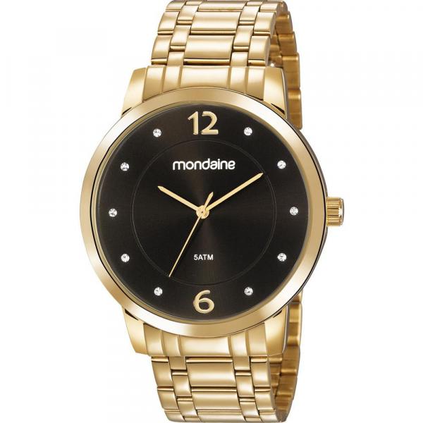 Relógio Mondaine Feminino Dourado 83467LPMVDE3 Analógico 5 Atm Cristal Mineral Tamanho Grande