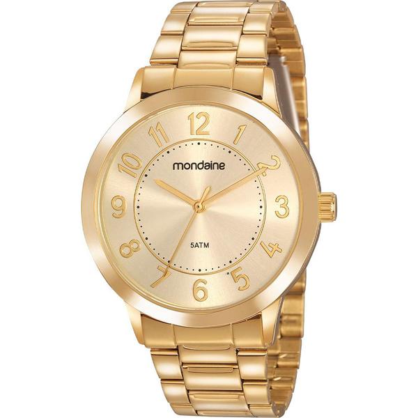 Relógio Mondaine Feminino Dourado 83469LPMVDE1 Analógico 5 Atm Cristal Mineral Tamanho Grande