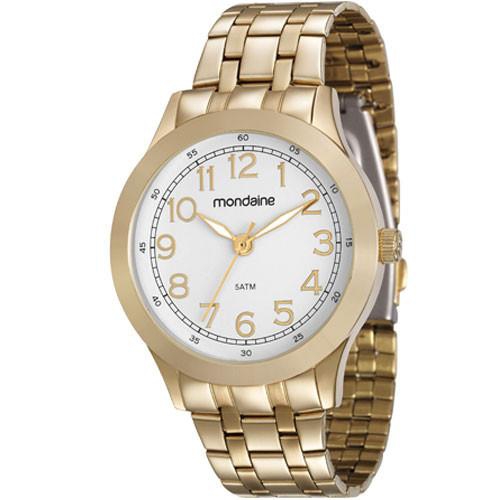 Relógio Mondaine Feminino Dourado 83348LPMVDE1 Analógico 5 Atm Cristal Mineral Tamanho Grande