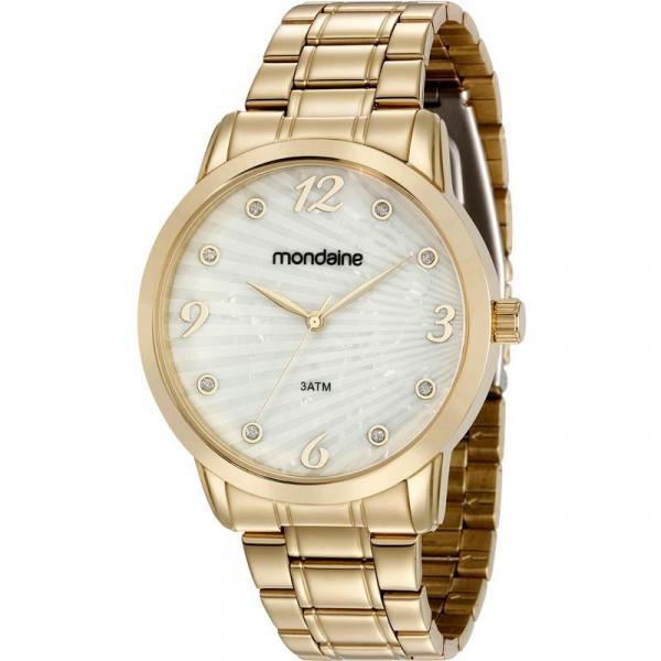 Relógio Mondaine Feminino Dourado 83371LPMVDE1 Analógico 5 Atm Cristal Mineral Tamanho Grande