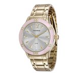 Relógio Mondaine Feminino Dourado Aro Rosa 76600lpmvde3