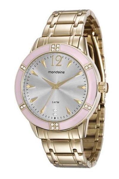 Relógio Mondaine Feminino Dourado Aro Rosa 76600lpmvde3