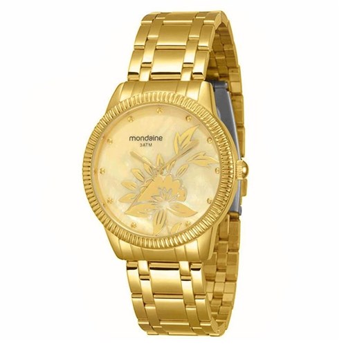 Relógio Mondaine Feminino Dourado com Detalhe de Flor - 60463Lpmfde1