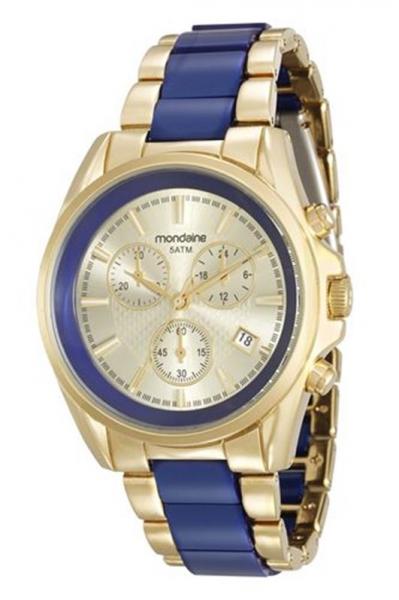 Relógio Mondaine Feminino Dourado e Azul 83332lpmvdb1