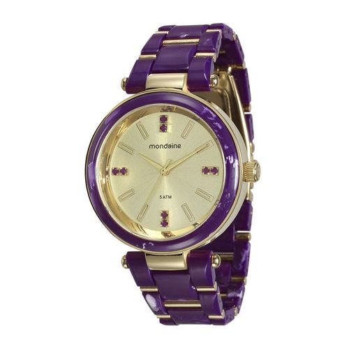 Relógio Mondaine Feminino Dourado E Uva 76637lpmvdz2