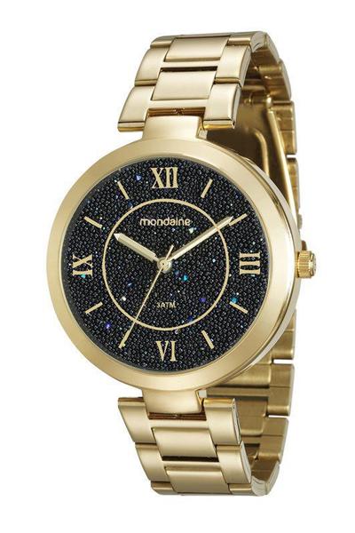Relógio Mondaine Feminino Dourado Fdo Azul 76615lpmvde2