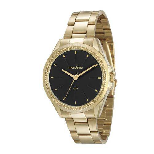 Relógio Mondaine Feminino Dourado Fdo Preto 53538lpmvde1