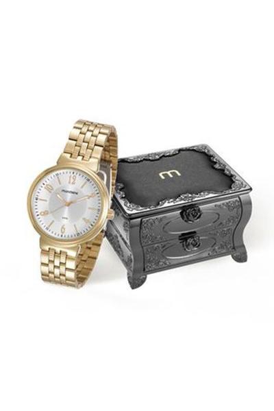 Relógio Mondaine Feminino Dourado Kit Semijóia 94972lpmvde1k3