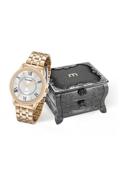 Relógio Mondaine Feminino Dourado Porta Jóias 83340lpmvde1k1