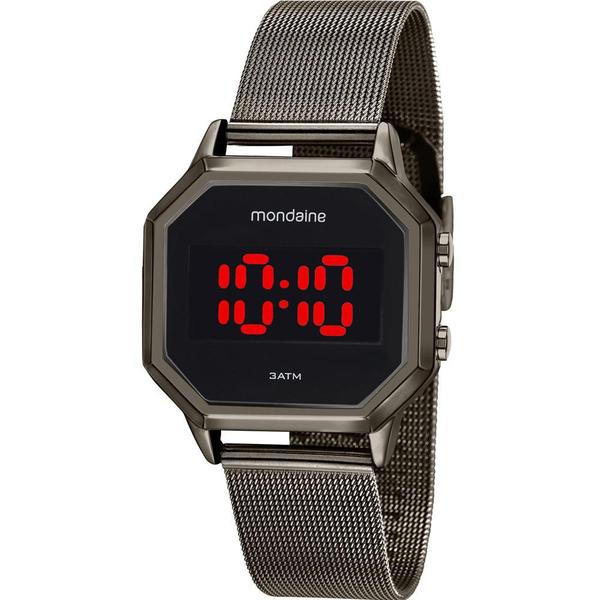 Relógio Mondaine Feminino Grafite 32094MPMVSE2 Digital 3 Atm Cristal Mineral Tamanho Médio