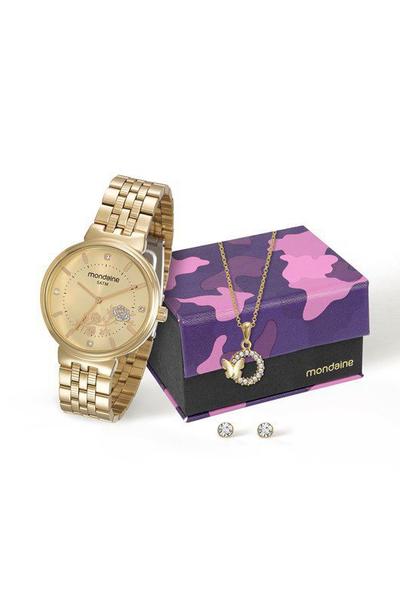 Relógio Mondaine Feminino Kit com Semijóia 99064lpmkde1k2