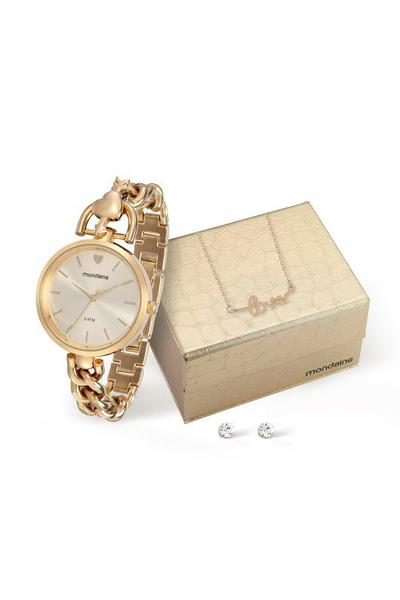 Relógio Mondaine Feminino Kit Semijóia 76606lpmvdm1k1